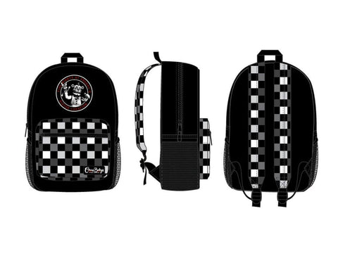 FNAF Black with Checkered Print Backpack, Freddy Fazbear Camera Snapshot Logo, Black Five Nights at Freddy’s - QKYPD