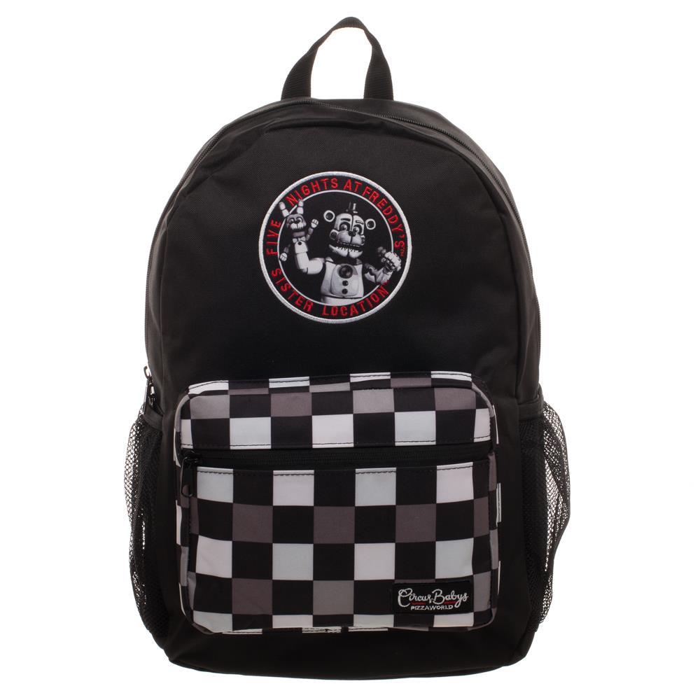 five nights at freddy's mini backpack FNAF Black with Checkered Print Backpack, Freddy Fazbear Camera Snapsh –  QKYPD